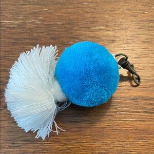 Nena & Co. | Large Pom Purse Accessory | Blue & White w/Clip